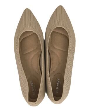 Old Navy Beige Knit Pointed Toe Flats Washable Comfort Shoes Size 7